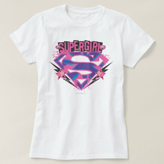 スーパーガールピンクと紫のログランジゴ Tシャツ (デザイン正面)