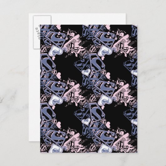 スーパーガールピンクと紫の模様 ポストカード (正面/裏面)