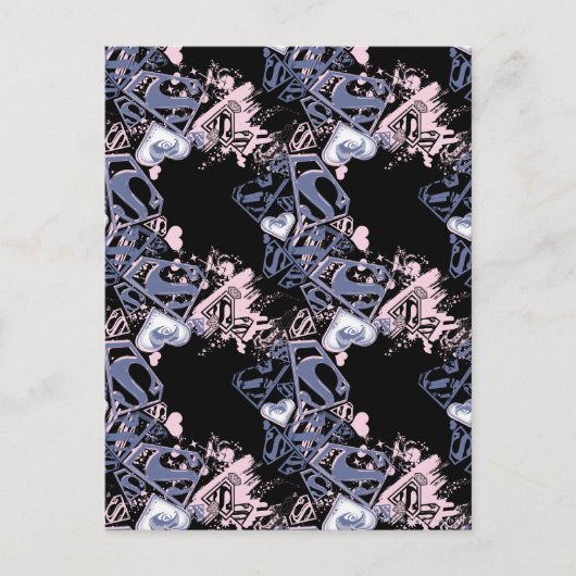 スーパーガールピンクと紫の模様 ポストカード (正面)