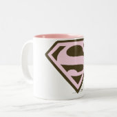 スーパーガールピンクと茶色のロゴ ツートーンマグカップ (正面左)