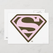 スーパーガールピンクと茶色のロゴ ポストカード (正面/裏面)