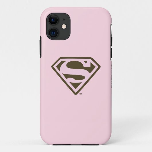 スーパーガールピンクと茶色のロゴ Case-Mate iPhoneケース (裏面)
