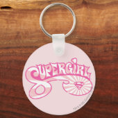 スーパーガールピンクのロゴスターバースト キーホルダー (正面)