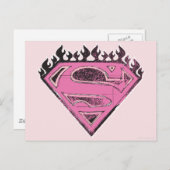 スーパーガールピンクの炎のロゴ ポストカード (正面/裏面)