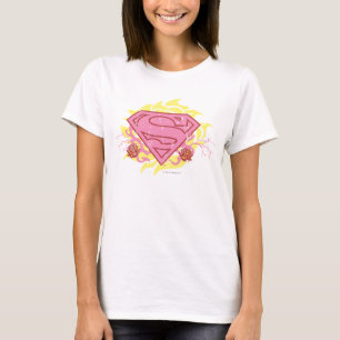 スーパーガールピンクの花 Tシャツ