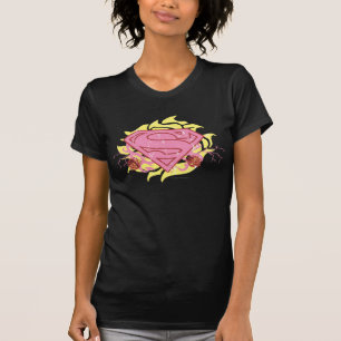 スーパーガールピンクの花 Tシャツ