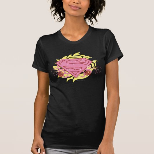 スーパーガールピンクの花 Tシャツ (正面)