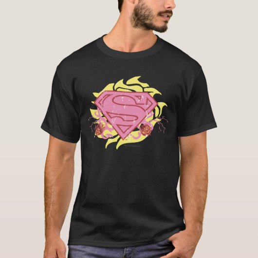 スーパーガールピンクの花 Tシャツ (正面)
