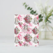 スーパーガールピンクインクパターン ポストカード (スタンド正面)