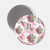 スーパーガールピンクインクパターン マグネット (正面/裏面)