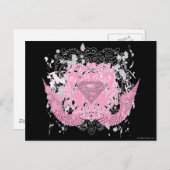 スーパーガールピンクウィングデザイン ポストカード (正面/裏面)