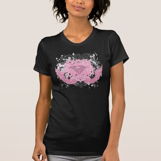 スーパーガールピンクウィングデザイン Tシャツ (正面)