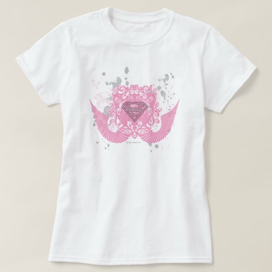 スーパーガールピンクウィングデザイン Tシャツ (デザイン正面)
