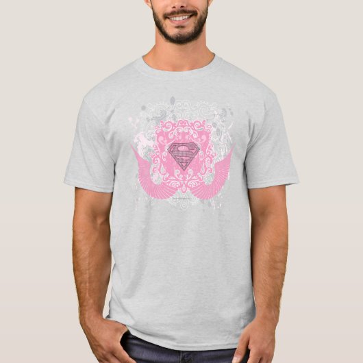 スーパーガールピンクウィングデザイン Tシャツ (正面)