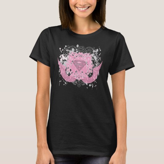 スーパーガールピンクウィングデザイン Tシャツ (正面)