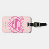 スーパーガールピンクストライプ色 ラゲッジタグ (正面横)