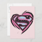 スーパーガールピンクロゴハート ポストカード (正面/裏面)