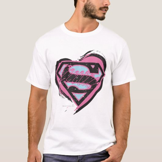 スーパーガールピンクロゴハート Tシャツ (正面)