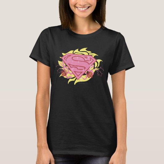 スーパーガールピンク花 Tシャツ (正面)