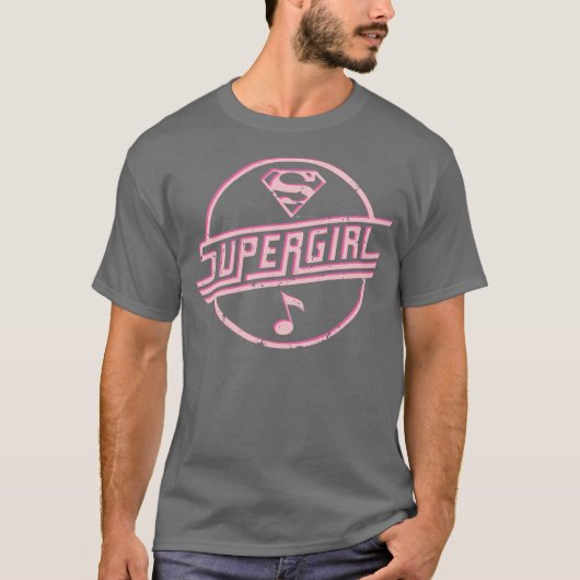 スーパーガールピンク音楽ノート Tシャツ (正面)