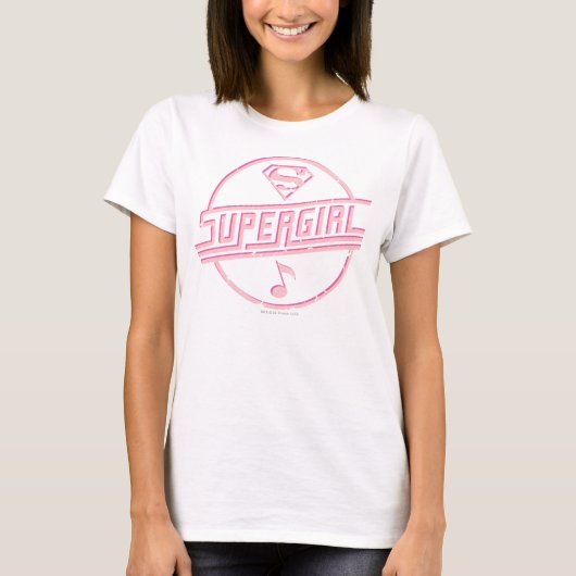 スーパーガールピンク音楽ノート Tシャツ (正面)