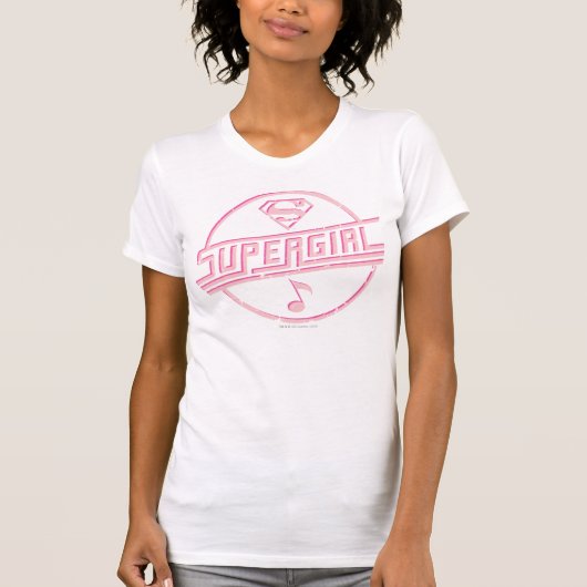 スーパーガールピンク音楽ノート Tシャツ (正面)