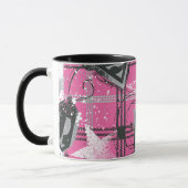 スーパーガールピンク(ばちゃばちゃ)跳ねるスクエア マグカップ (左)