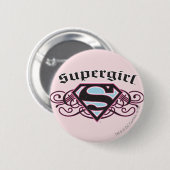 スーパーガールピンストリップブラックとピンク 缶バッジ (正面&裏面)