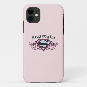 スーパーガールピンストリップブラックとピンク iPhone 11 ケース