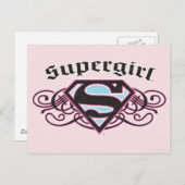 スーパーガールピンストリップ(黒とピンク) ポストカード (正面/裏面)