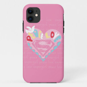 スーパーガールピースアンドラブピンク iPhone 11 ケース