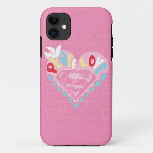 スーパーガールピースアンドラブピンク Case-Mate iPhoneケース (裏面)
