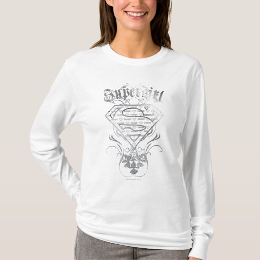 スーパーガールファンシーシルバーロゴ Tシャツ (正面)