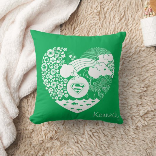スーパーガールフローラ平和ハートグラフィック クッション (ブランケット)