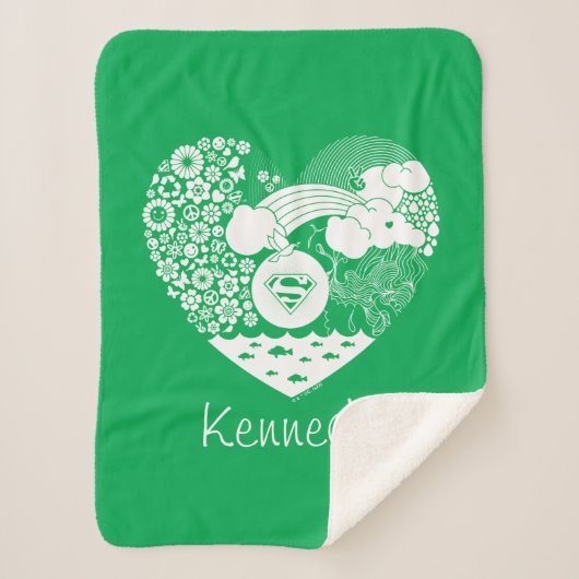 スーパーガールフローラ平和ハートグラフィック シェルパブランケット (正面)