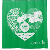 スーパーガールフローラ平和ハートグラフィック シャワーカーテン (正面)