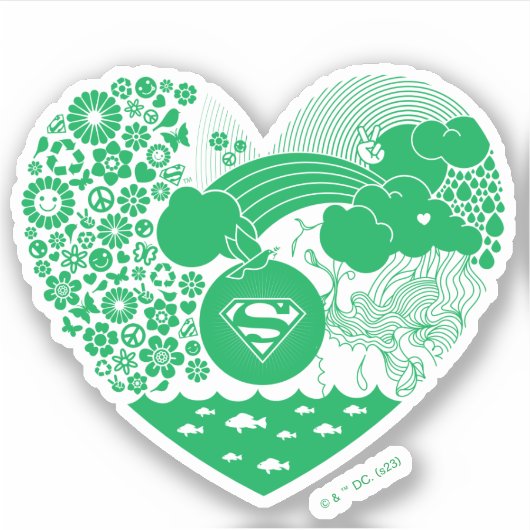 スーパーガールフローラ平和ハートグラフィック シール (正面)