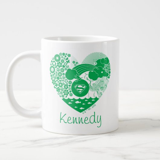 スーパーガールフローラ平和ハートグラフィック ジャンボコーヒーマグカップ (左)