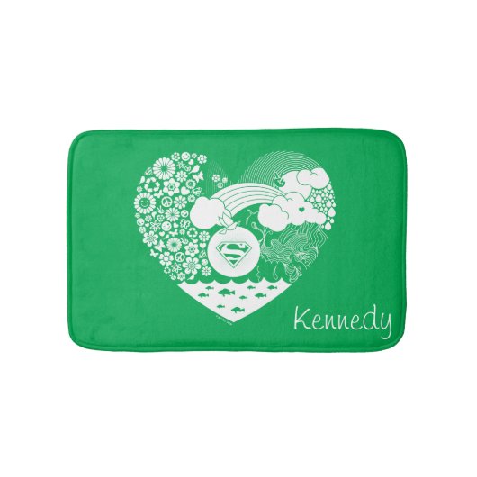スーパーガールフローラ平和ハートグラフィック バスマット (正面)
