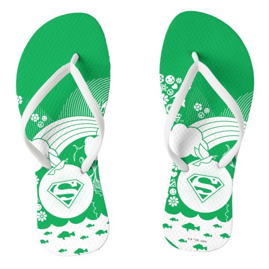 スーパーガールフローラ平和ハートグラフィック ビーチサンダル (ソール)