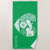 スーパーガールフローラ平和ハートグラフィック ビーチタオル (正面)