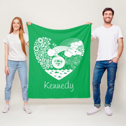 スーパーガールフローラ平和ハートグラフィック フリースブランケット (インサイチュ)