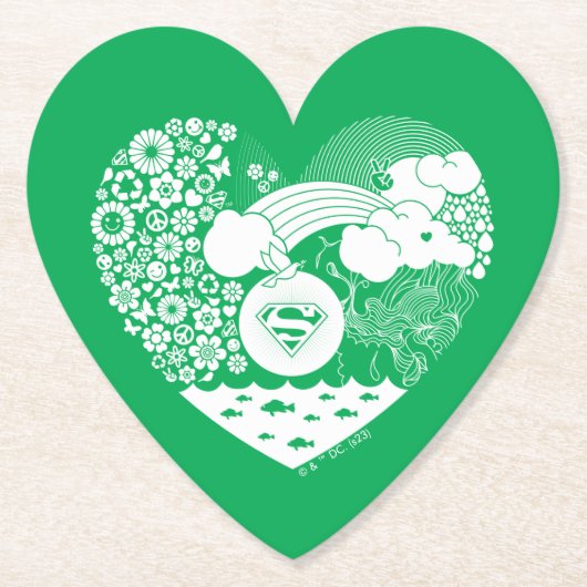 スーパーガールフローラ平和ハートグラフィック ペーパーコースター (正面)