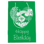 スーパーガールフローラ平和ハートグラフィック ミディアムペーパーバッグ (正面)