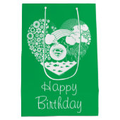 スーパーガールフローラ平和ハートグラフィック ミディアムペーパーバッグ (裏面)