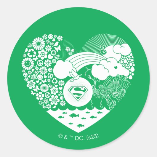 スーパーガールフローラ平和ハートグラフィック ラウンドシール (正面)