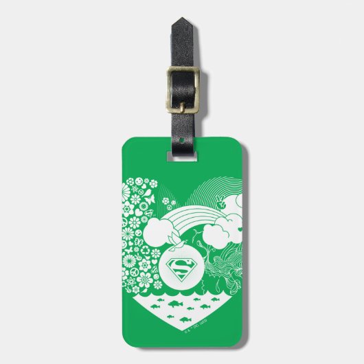 スーパーガールフローラ平和ハートグラフィック ラゲッジタグ (正面縦)