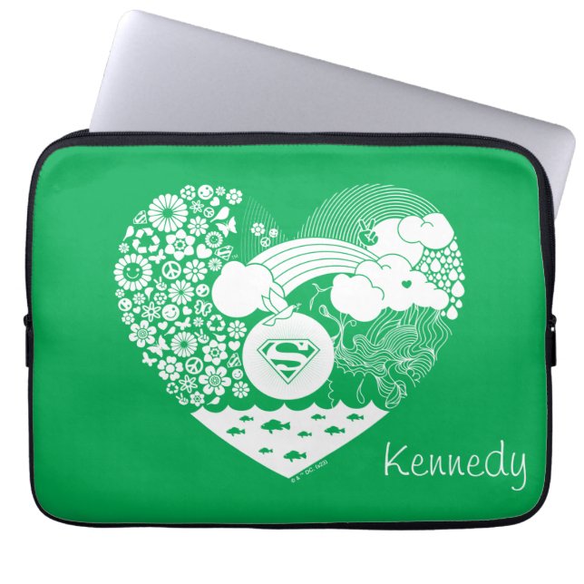 スーパーガールフローラ平和ハートグラフィック ラップトップスリーブ (正面)