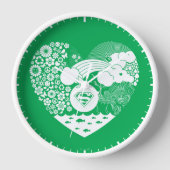 スーパーガールフローラ平和ハートグラフィック 壁時計 (正面)