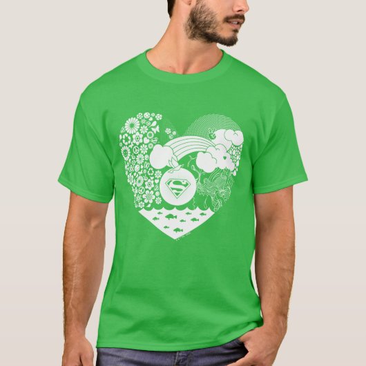 スーパーガールフローラ平和ハートグラフィック Tシャツ (正面)